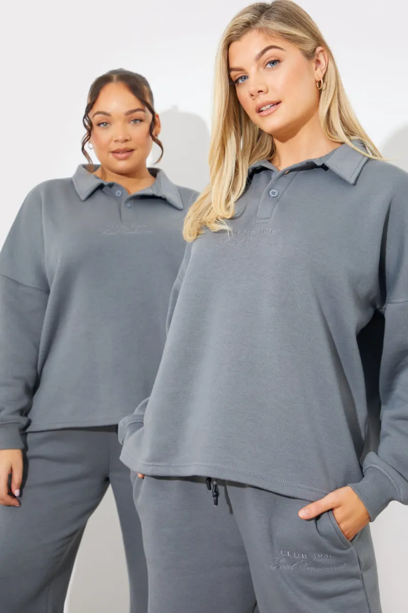 Collared Button Up Jersey Sweatshirt|Fits