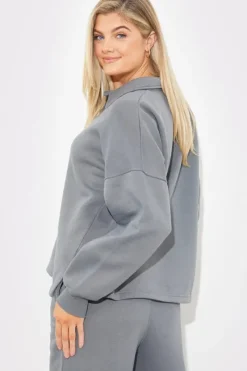 Collared Button Up Jersey Sweatshirt|Fits