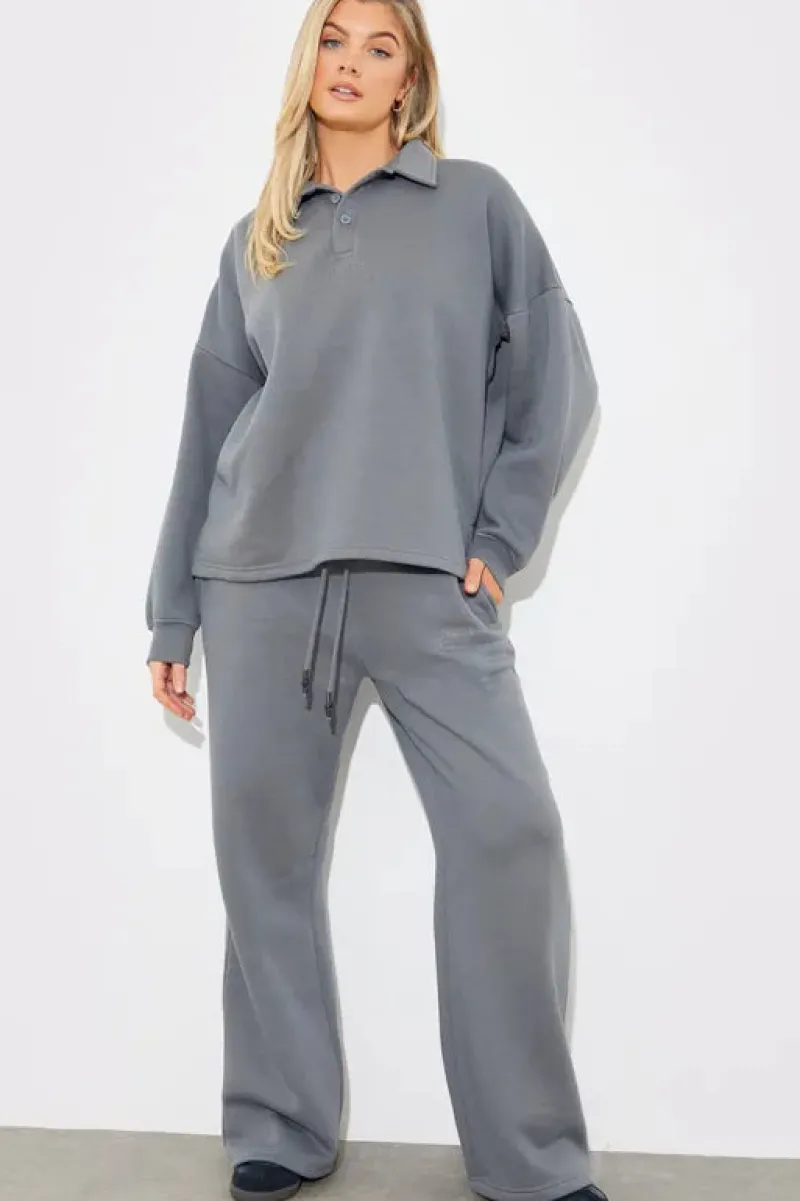 Collared Button Up Jersey Sweatshirt|Fits