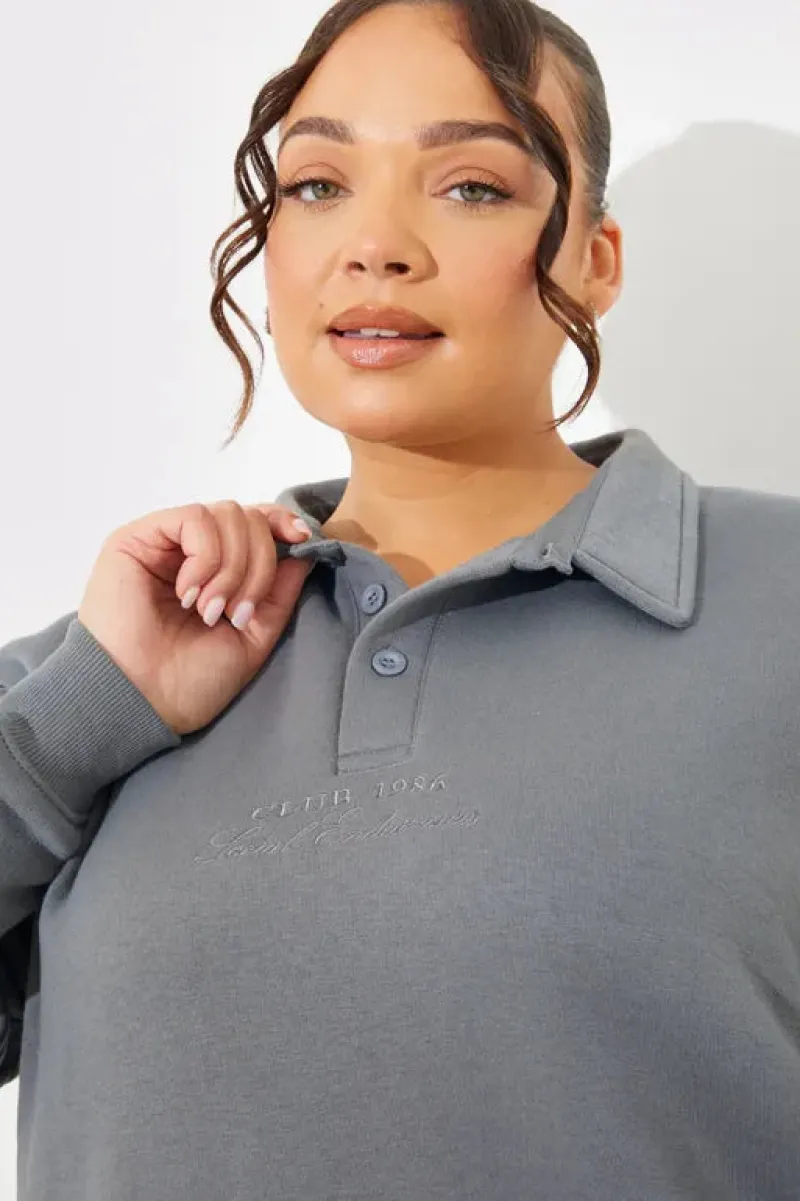 Collared Button Up Jersey Sweatshirt|Fits