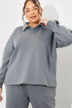 Collared Button Up Jersey Sweatshirt|Fits