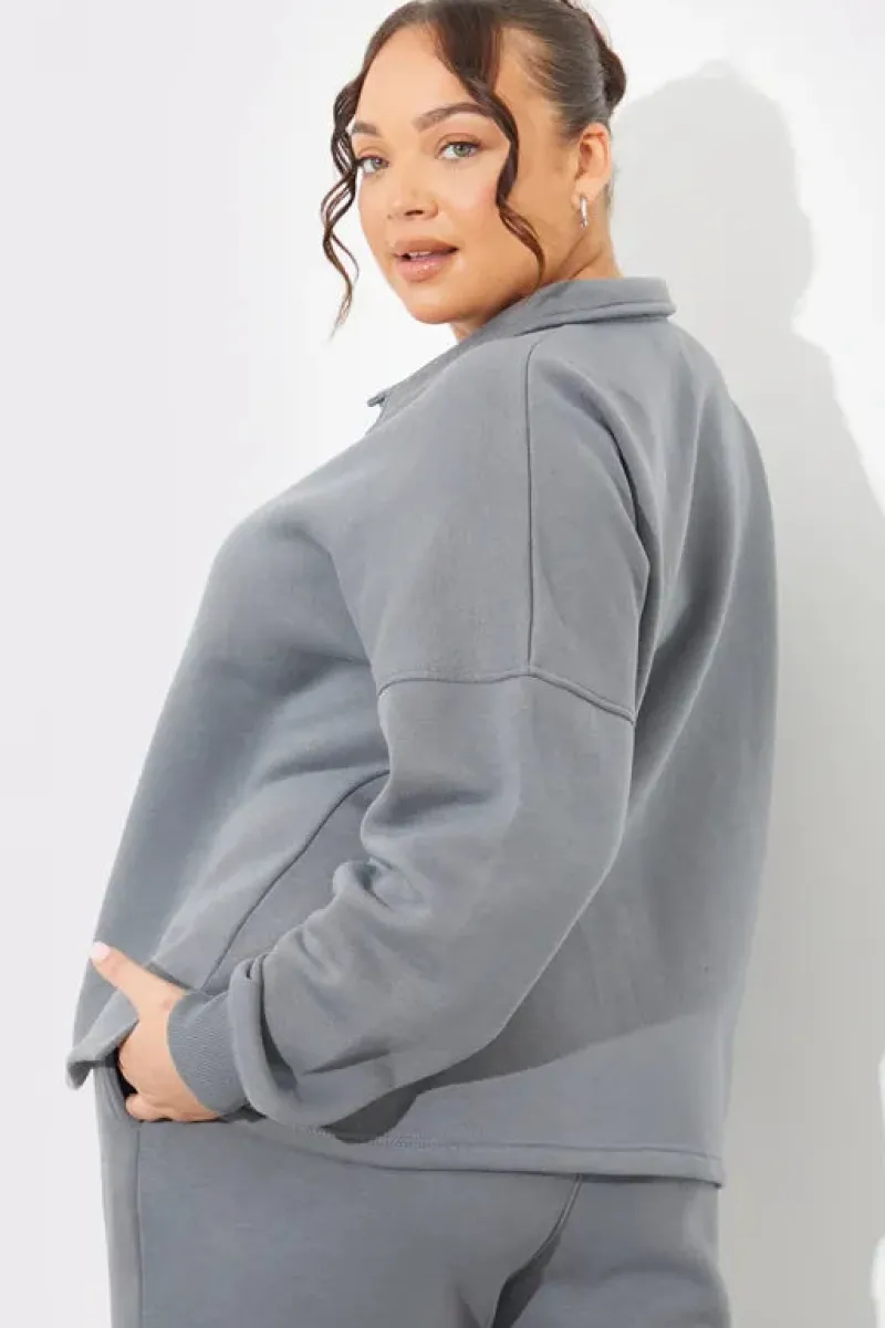 Collared Button Up Jersey Sweatshirt|Fits