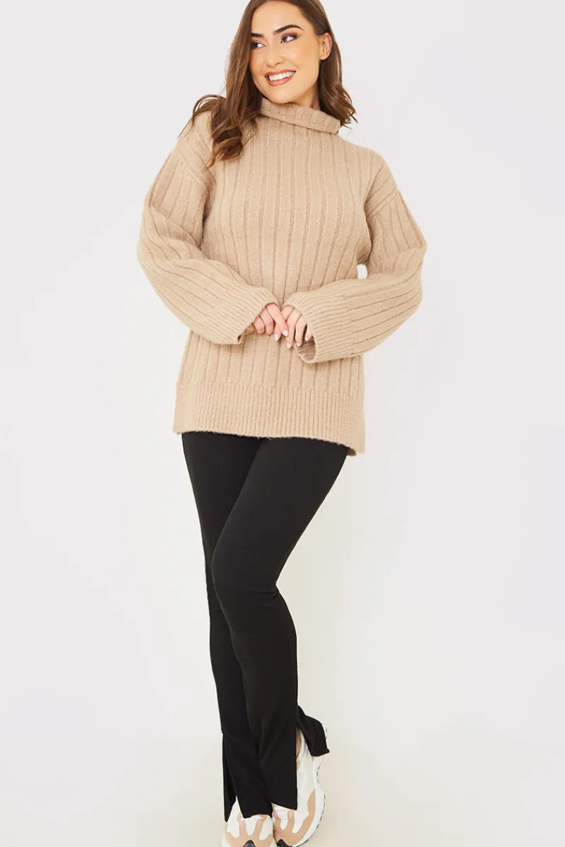 Compact Rib Split Hem Leggings|In the Style Sale
