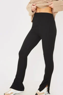 Compact Rib Split Hem Leggings|In the Style Sale