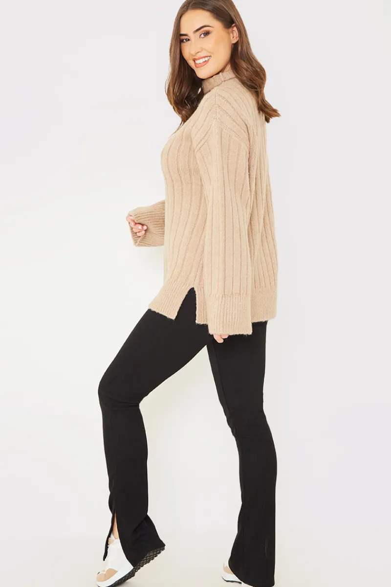 Compact Rib Split Hem Leggings|In the Style Sale