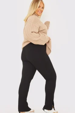 Compact Rib Split Hem Leggings|In the Style Sale