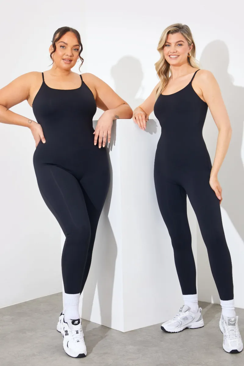 Contour Built-In Bra Scoop Neck Strappy Unitard|Fits Sale