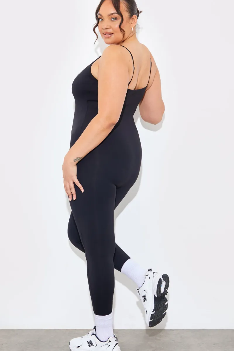 Contour Built-In Bra Scoop Neck Strappy Unitard|Fits Sale