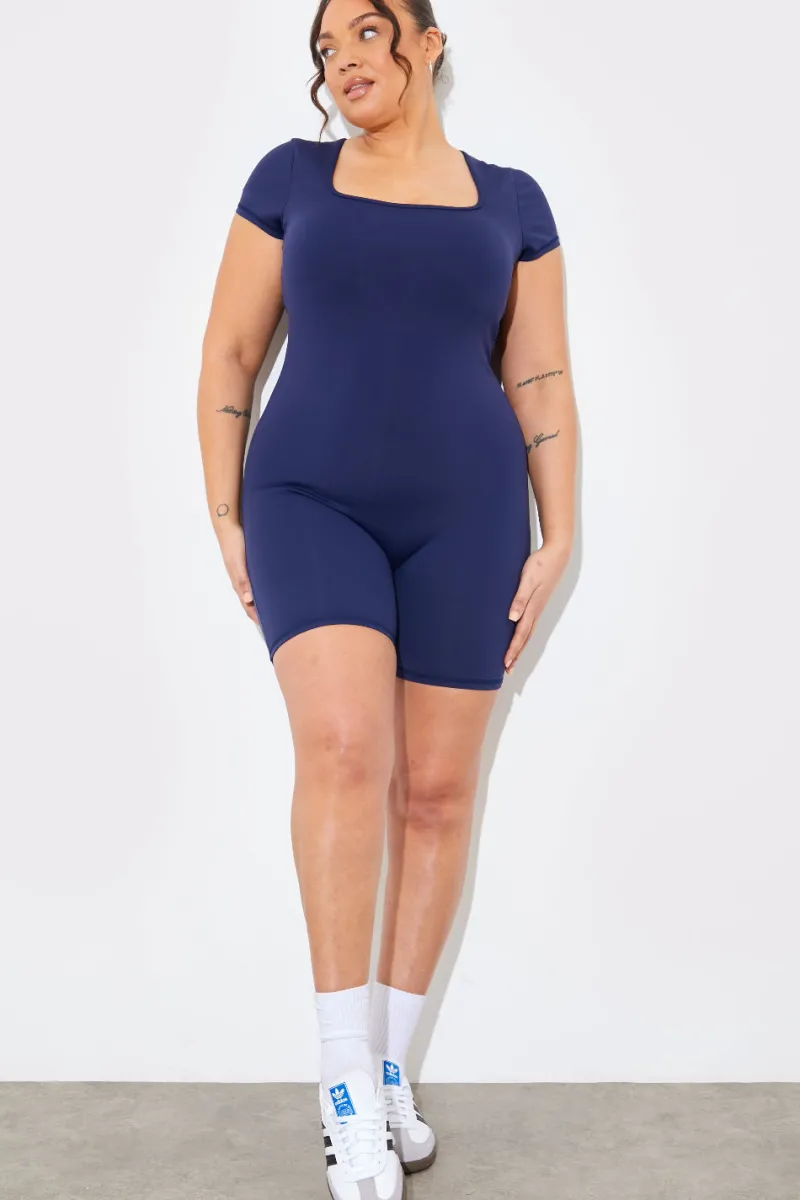 Contour Built-In Bra Short Sleeve Short Leg Square Neck Unitard|In the Style Best