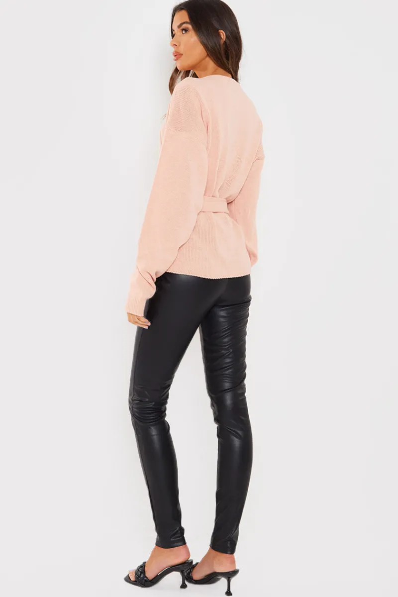 Contour' Leather Look Leggings|In The Style Clearance