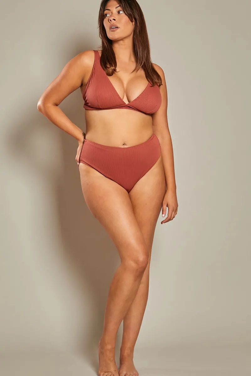 Contour Rib High Leg High Waisted Bikini Bottoms|In The Style Hot
