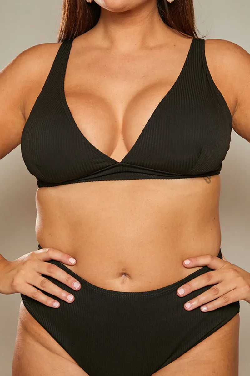 Contour Rib High Waist High Leg Bikini Bottom|In The Style