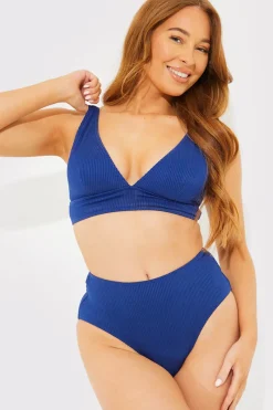 Contour Rib High Waisted High Leg Bikini Bottom|In The Style Hot