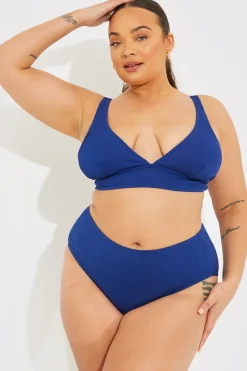 Contour Rib High Waisted High Leg Bikini Bottom|In The Style Hot