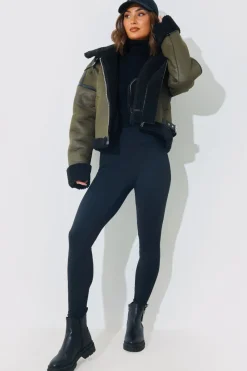 Contrast Borg Aviator Jacket|In the Style Outlet