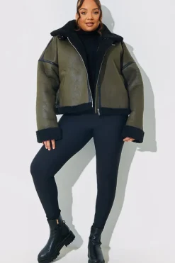 Contrast Borg Aviator Jacket|In the Style Outlet