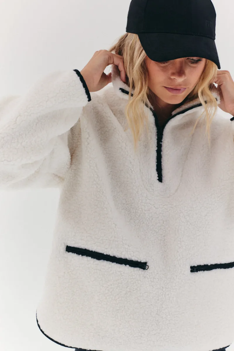 Contrast Piping Borg Lined Half Zip Up Fleece|Fits Clearance