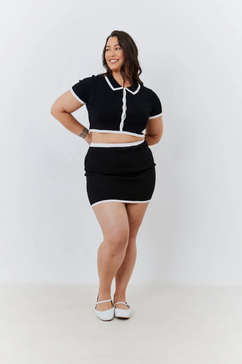 Contrast Piping Co Ord Knit Mini Skirt|In The Style Best