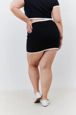Contrast Piping Co Ord Knit Mini Skirt|In The Style Best