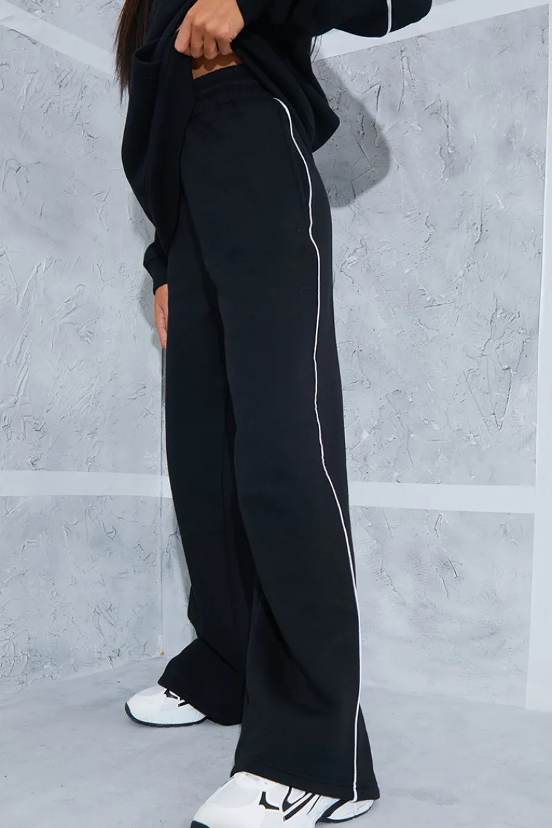 Contrast Piping Wide Leg Joggers|In the Style Outlet