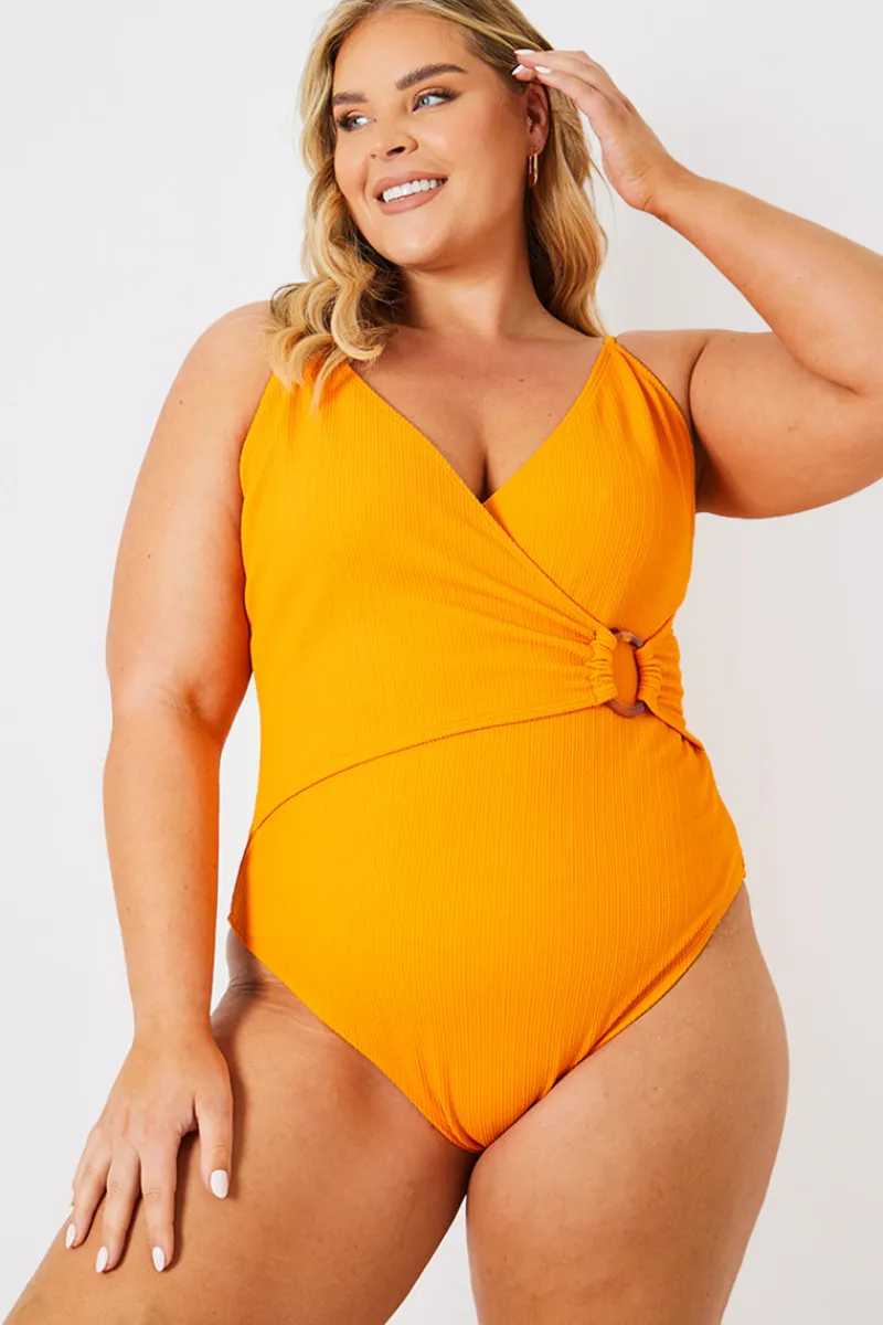Control Crinkle Wrap Front O Ring Swimsuit|In the Style Online