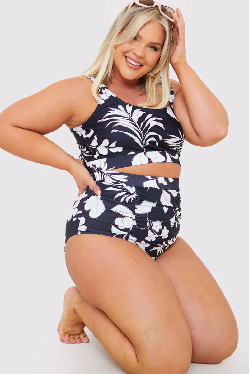 Control Floral Print Ruched High Waisted Bottoms|In the Style New