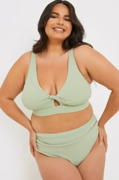 Control High Waisted Rib Bikini Bottoms|In the Style