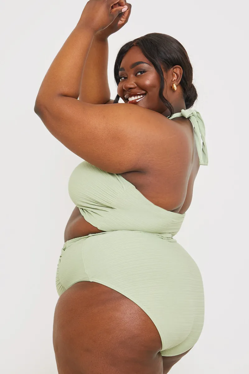 Control Ruched Detail High Waisted Bikini Bottom|In the Style Sale