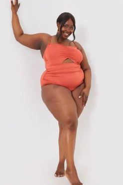 Control Ruched Front Cut Out Swimsuit|In the Style Outlet