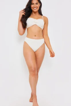 Control Textured High Waist Bikini Bottoms|In the Style Outlet