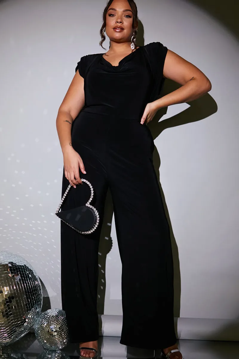 Cowl Neck Double Slinky Jumpsuit|In the Style Sale