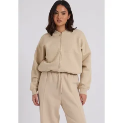 Cream Bomber and Wide Leg Jogger Set|Urban Bliss Discount