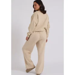 Cream Bomber and Wide Leg Jogger Set|Urban Bliss Discount