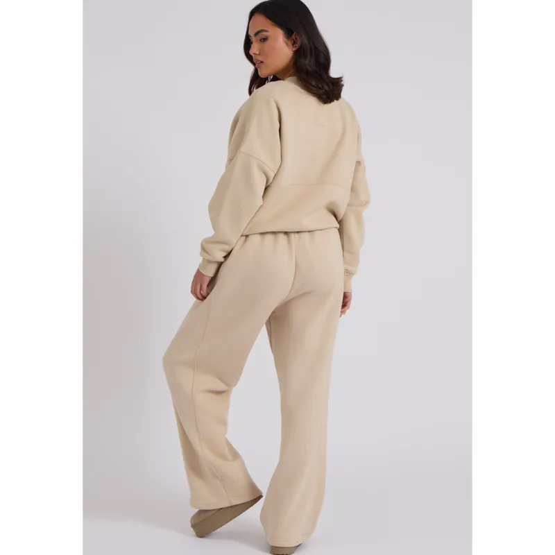 Cream Bomber and Wide Leg Jogger Set|Urban Bliss Discount