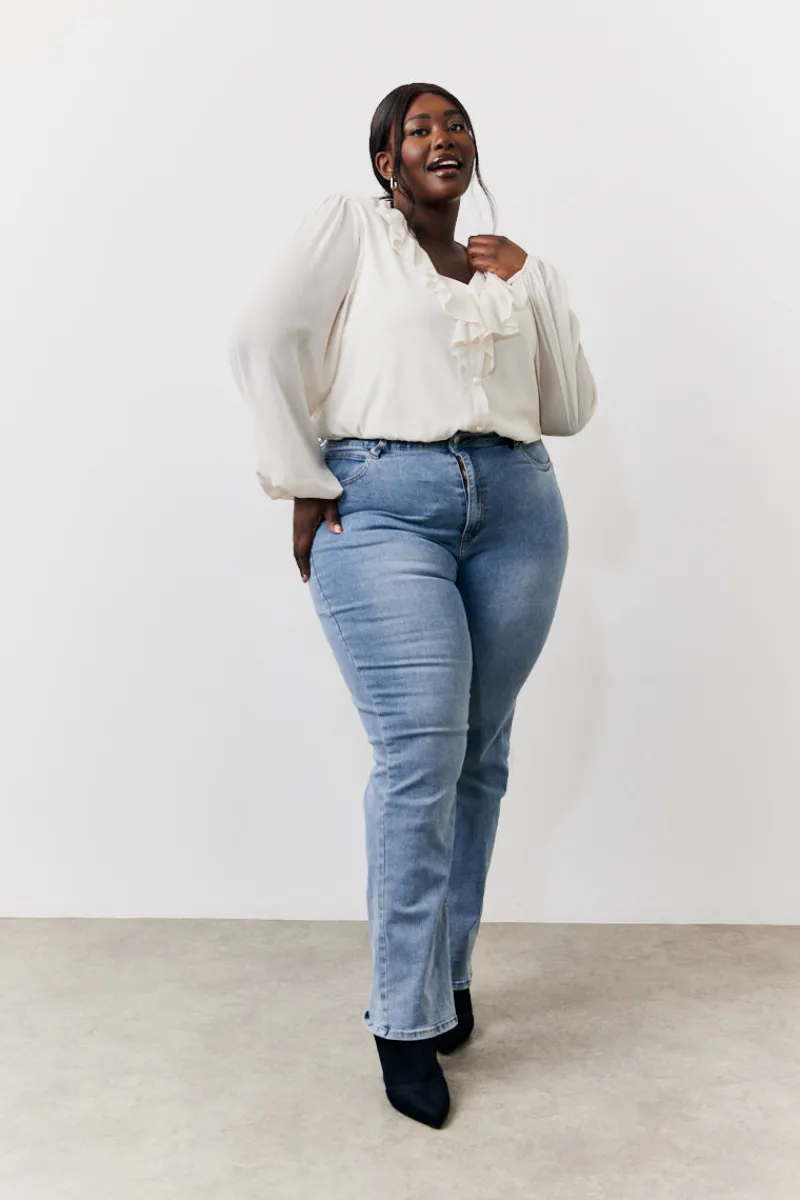 Button Front Frill Bodysuit|In the Style Outlet
