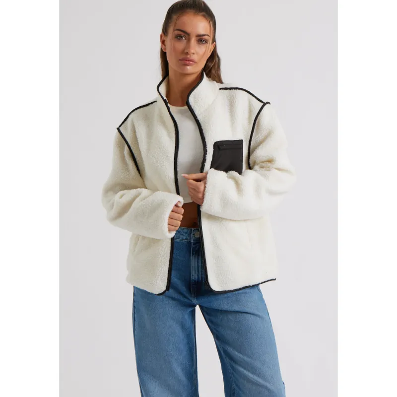 Cream Fleece Jacket|Urban Bliss Clearance