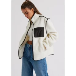 Cream Fleece Jacket|Urban Bliss Clearance