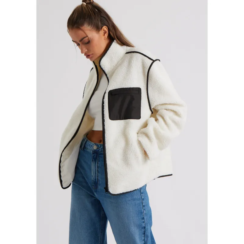 Cream Fleece Jacket|Urban Bliss Clearance