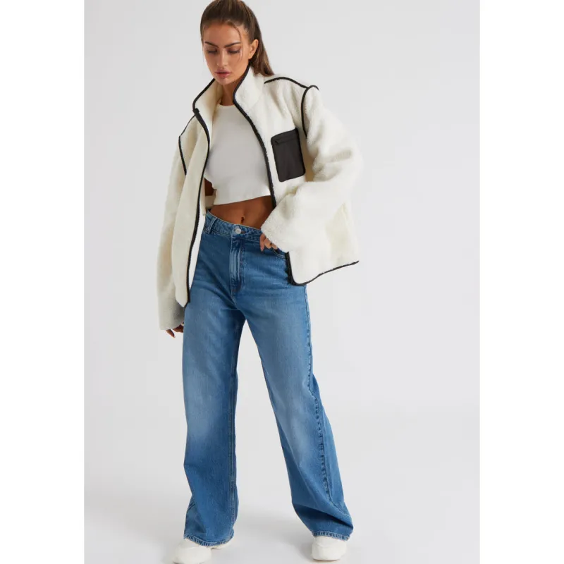 Cream Fleece Jacket|Urban Bliss Clearance
