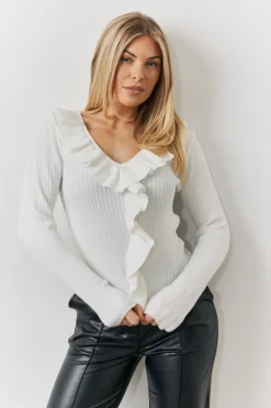 Frill Detail Knitted Top|In The Style New