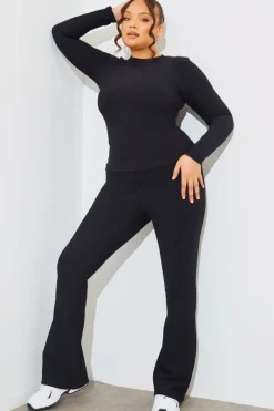 Crew Neck Long Sleeve Rib Top|In The Style Sale