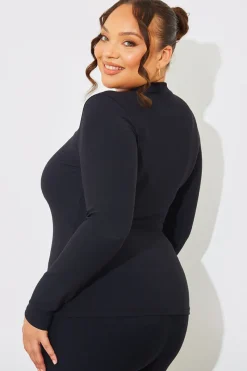 Crew Neck Long Sleeve Rib Top|In The Style Sale