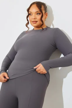 Crew Neck Long Sleeve Rib Top|In The Style Sale