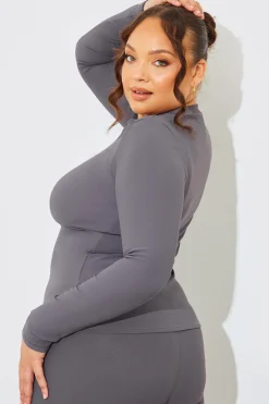 Crew Neck Long Sleeve Rib Top|In The Style Sale
