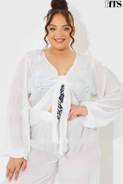 Crinkle Tie Front Blouse|Fits Outlet