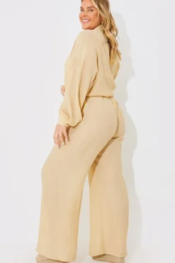 Crinkle Wide Leg Trousers|In the Style Clearance