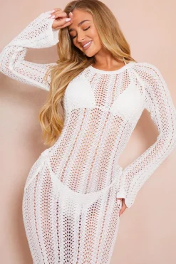 Crochet Flare Sleeve Midaxi Dress|In the Style Outlet