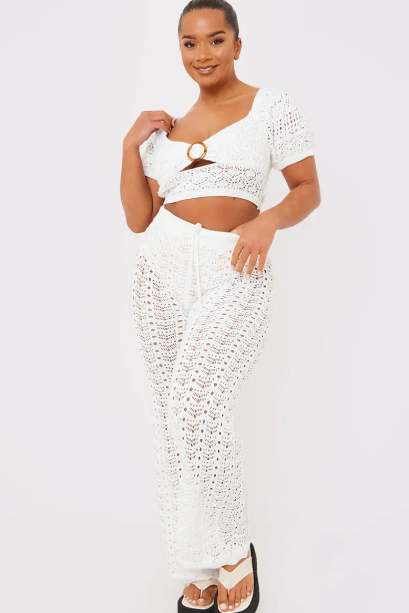 Crochet Puff Sleeve Crop Top|In the Style Sale