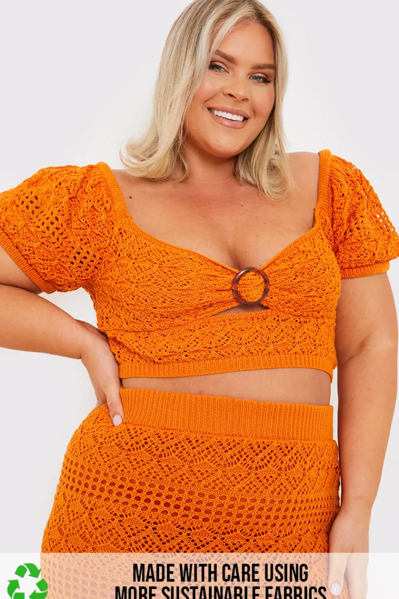 Crochet Puff Sleeve Crop Top|In the Style Sale