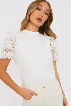 Crochet Sleeve T-Shirt|In the Style Outlet